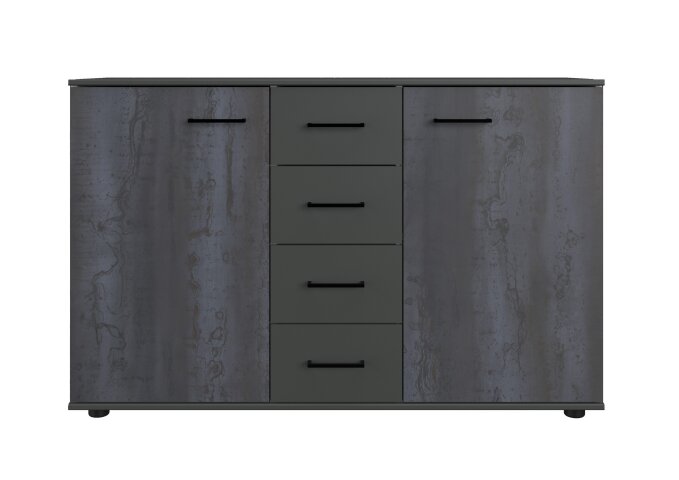 Kombikommode >KOPENHAGEN< (BxHxT: 130x83x41 cm) in GRAPHIT + DIGI STEEL OPTIK