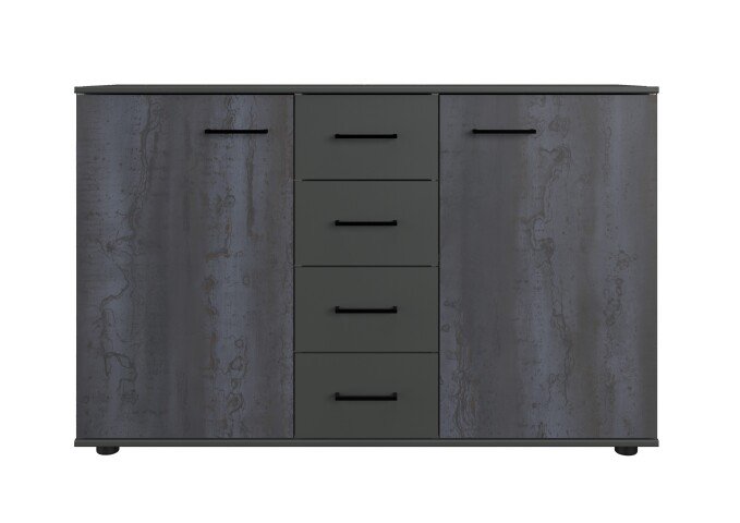 Kombikommode >KOPENHAGEN< (BxHxT: 130x83x41 cm) in GRAPHIT + DIGI STEEL OPTIK