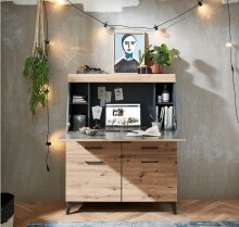Sekretär >Secret< (BxHxT: 98x124x42 cm) in graphit / Artisan Eiche aus MDF