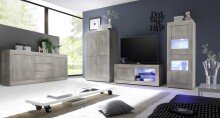 Highboard >Belinda< (BxHxT: 102x162x43 cm) Holzstruktur Pinie Weiss