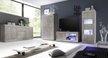 Vitrine >Belinda< (BxHxT: 61x162x43 cm) in Holzstruktur Pinie Weiss Nachbildung
