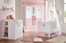 Bettschubkasten >CINDY2< (BxHxT: 137x17x71 cm) in WEISS + ABSETZUNGEN ROSE