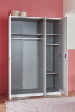 Kleiderschrank >CINDY2< (BxHxT: 139x199x58 cm) in WEISS + ABSETZUNGEN ROSE