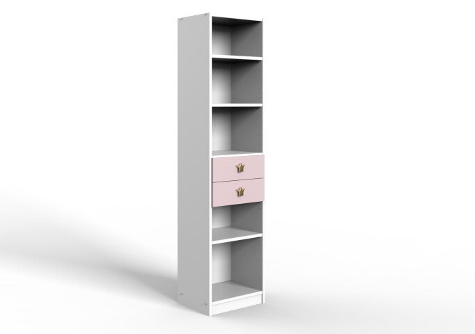 Regal >CINDY2< (BxHxT: 48x197x40 cm) in WEISS + ABSETZUNGEN ROSE