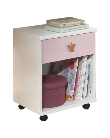 Bürowagen >CINDY2< (BxHxT: 46x58x40 cm) in WEISS + ABSETZUNGEN ROSE