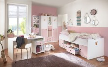 Bürowagen >CINDY2< (BxHxT: 46x58x40 cm) in WEISS + ABSETZUNGEN ROSE