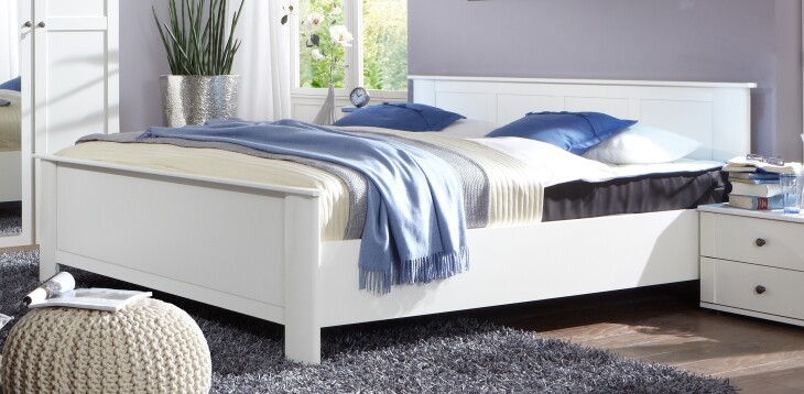 Bett-Set >CHALET< (BxHxT: 293x85x210 cm) in WEISS - 293x85x210cm (BxHxT)