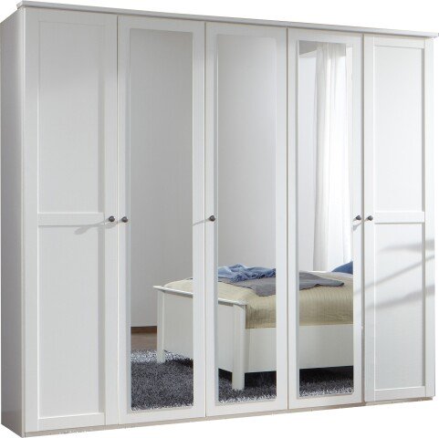 Kleiderschrank >CHALET< (BxHxT: 225x210x58 cm) in WEISS - 225x210x58cm (BxHxT)