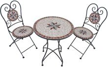 Balkonset >Amarillo< in braun/grau aus Schmiedeeisen/Mosaik/Keramik