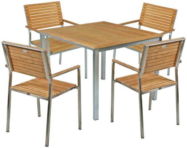 Garten-Essgruppe >Denver< (BxHxT: 90x75x90 cm) in silberfarben/braun