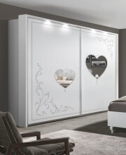 Schlafzimmer-Set >Salvina< (4-teilig) Weiss/Siebdruck