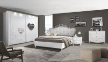 Schlafzimmer-Set >Salvina< (4-teilig) Weiss/Siebdruck