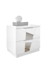 Schlafzimmer-Set >Valeria< Weiss Melamin Siebdruck und Spiegel/Weiss Kunstleder