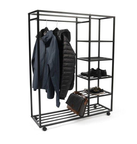 Kleiderständer >Andorra< (BxHxT: 110x140x35 cm) in schwarz - 110x35 (BxT)