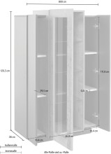 Standvitrine >Corona< (BxHxT: 80x120,5x38 cm) in weiß/weiß Hochglanz