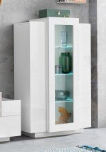 Standvitrine >Corona< (BxHxT: 80x120,5x38 cm) in weiß/weiß Hochglanz