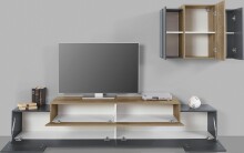 Wohnwand >Corona< (BxHxT: 290x180x45 cm) in Anthrazit/Oak - 290x180x45 (BxHxT)