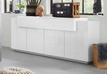 Sideboard >Corona< (BxHxT: 200x85,6x45 cm) in weiß/weiß hochglanz