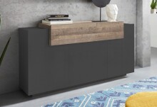 Sideboard >Corona< (BxHxT: 160x85,5x45 cm) in anthrazit matt/Oak
