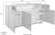 Sideboard >Corona< (BxHxT: 160x85,5x45 cm) in anthrazit matt/Oak