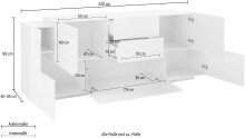 Sideboard >Coro< (BxHxT: 220x86x45 cm) in anthrazit matt/Oak - 220x86x45 (BxHxT)