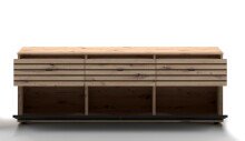TV-Wand >SOLEA< (BxHxT: 168x59,9x38 cm) in Schwarz/Dekor Lamellen Artisan Eiche