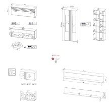 Wohnwand >SOLEA< (BxHxT: 340x202,5x38 cm) Schwarz/Dekor Lamellen Artisan Eiche