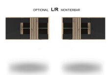 Wohnwand >SOLEA< (BxHxT: 340x202,5x38 cm) Schwarz/Dekor Lamellen Artisan Eiche