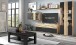 Wohnwand >SOLEA< (BxHxT: 340x202,5x38 cm) Schwarz/Dekor Lamellen Artisan Eiche