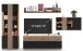 Wohnwand >SOLEA< (BxHxT: 340x202,5x38 cm) Schwarz/Dekor Lamellen Artisan Eiche
