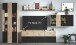 Wohnwand >SOLEA< (BxHxT: 340x202,5x38 cm) Schwarz/Dekor Lamellen Artisan Eiche