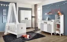 Babybett >ROCKY< (BxHxT: 76x83x146 cm) in WEISS +...