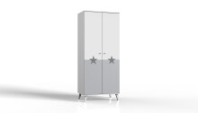 Kleiderschrank >ROCKY< (BxHxT: 83x202x55 cm) in WEISS + LIGHT GREY