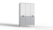 Kleiderschrank >ROCKY< (BxHxT: 125x202x55 cm) in WEISS + LIGHT GREY