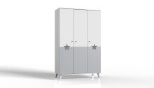 Kleiderschrank >ROCKY< (BxHxT: 125x202x55 cm) in WEISS + LIGHT GREY