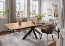Esstisch >TI-0595< (BxHxT: 160x75x90 cm) in natur geölt - 160x75x90 (BxHxT)