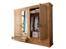 Kleiderschrank >SZ-0079< (BxHxT: 254x215x62 cm) Kiefer eichefarbig - 254x215x62 (BxHxT)
