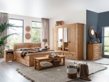Kleiderschrank >SZ-0079< (BxHxT: 254x215x62 cm) Kiefer eichefarbig - 254x215x62 (BxHxT)