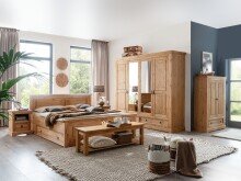 Kleiderschrank >SZ-0079< (BxHxT: 254x215x62 cm) Kiefer eichefarbig - 254x215x62 (BxHxT)