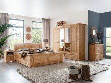 Kleiderschrank >SZ-0079< (BxHxT: 254x215x62 cm) Kiefer eichefarbig - 254x215x62 (BxHxT)