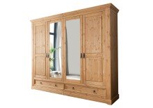 Kleiderschrank >SZ-0079< (BxHxT: 254x215x62 cm) Kiefer eichefarbig - 254x215x62 (BxHxT)