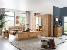 Schlafzimmer-Set >SZ-0079< in eiche aus Kiefernholz...