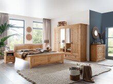 Schlafzimmer-Set >SZ-0079< in eiche aus Kiefernholz...