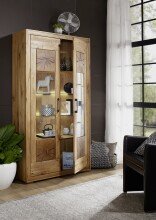 Vitrine >WZ-0315< (BxHxT: 106x201x40 cm) in natur geölt - 106x201x40 (BxHxT)