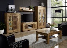 Vitrine >WZ-0315< (BxHxT: 106x201x40 cm) in natur geölt - 106x201x40 (BxHxT)