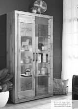 Vitrine >WZ-0315< (BxHxT: 106x201x40 cm) in natur geölt - 106x201x40 (BxHxT)