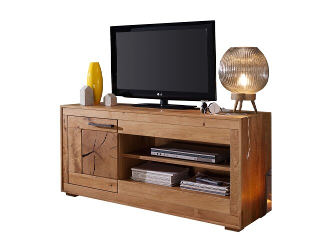 TV-Wand >WZ-0315< (BxHxT: 130x62,1x46 cm) in natur geölt - 130x62,1x46 (BxHxT)