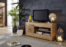 TV-Wand >WZ-0315< (BxHxT: 130x62,1x46 cm) in natur geölt - 130x62,1x46 (BxHxT)