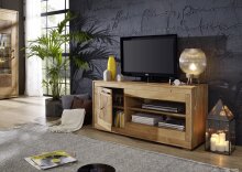 TV-Wand >WZ-0315< (BxHxT: 130x62,1x46 cm) in natur geölt - 130x62,1x46 (BxHxT)