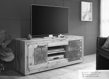 TV-Wand >WZ-0315< (BxHxT: 150x62,1x46 cm) in natur geölt - 150x62,1x46 (BxHxT)